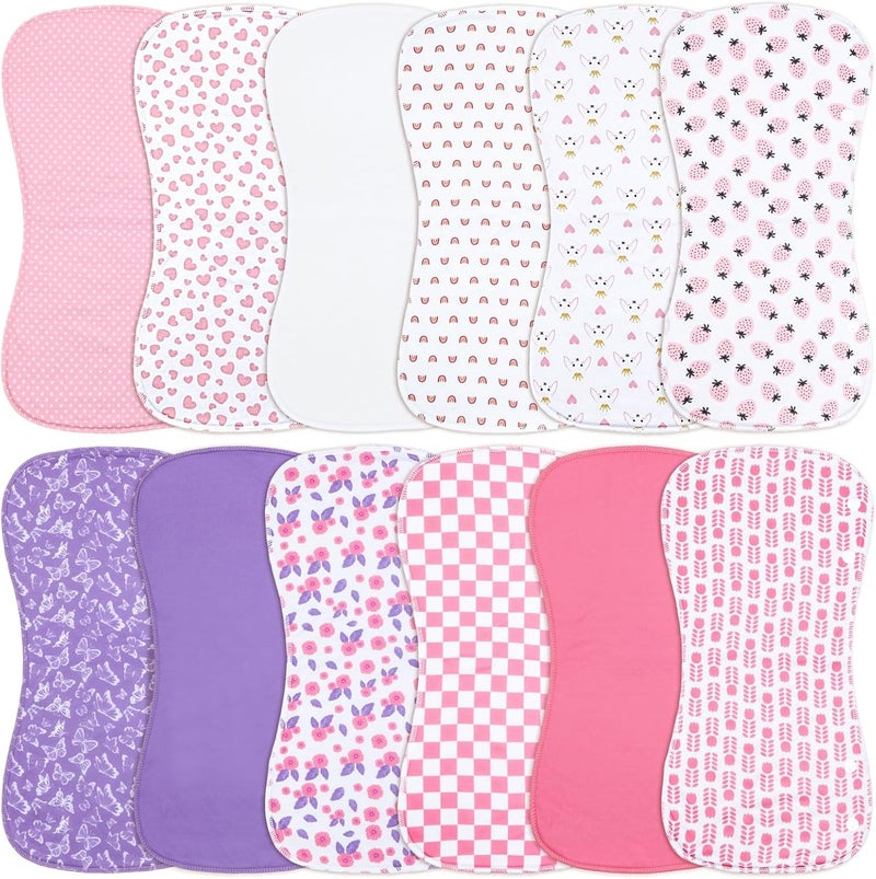Benoxine Baby Burp Cloths &Baby B.ibs 2-in-1 Design 3 Layers Thicken Cotton Absorbent and Soft Spit Up Burping Rags Set for Newborn (Multicolor-02) - Image 1